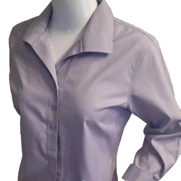 Chico's No Iron 3 XL Lavender Effortless 3/4 Slv Cotton Hidden Button Excellent - Picture 8 of 11